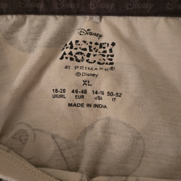 Disney Mickey Mouse Pajama Set Primark Loungewear Sleepwear Gray XL - Picture 3 of 11